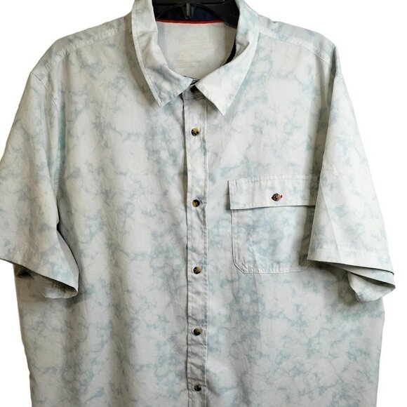 (M99) Avalanche Men's Marble White Blue Button down Shirt Size XL - Picture 1 of 5